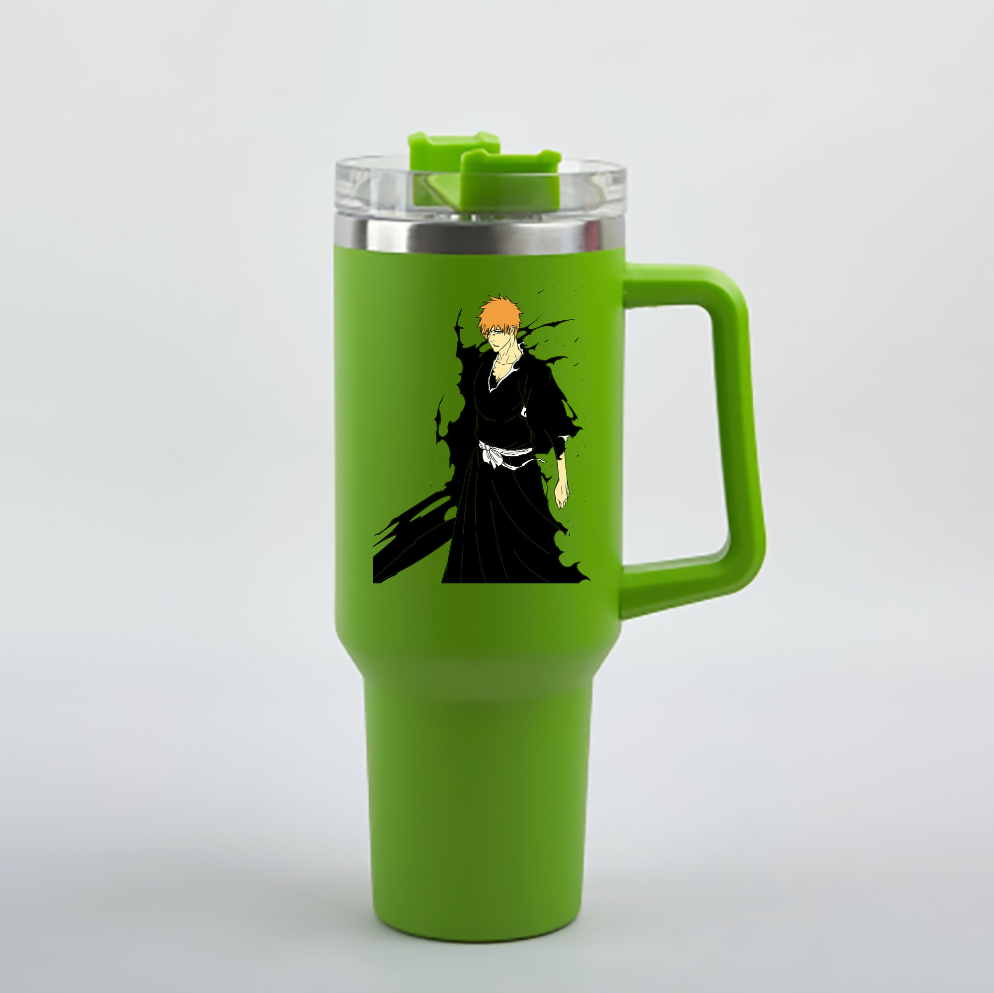 （画像用） ブリーチ 黒崎一護（くろさき いちご）BLEACH Kurosaki Ichigo 1200mL車用タンブラー - クリスタルステッカー（プラスチックストロー付き）